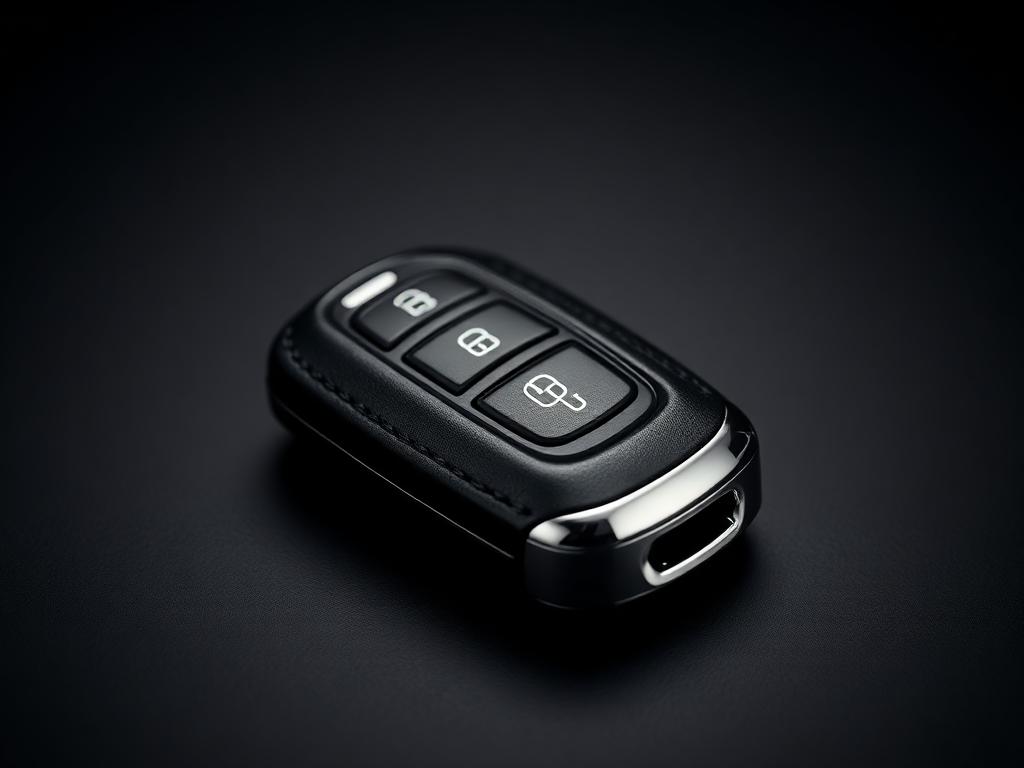 Black leather car key fob cover