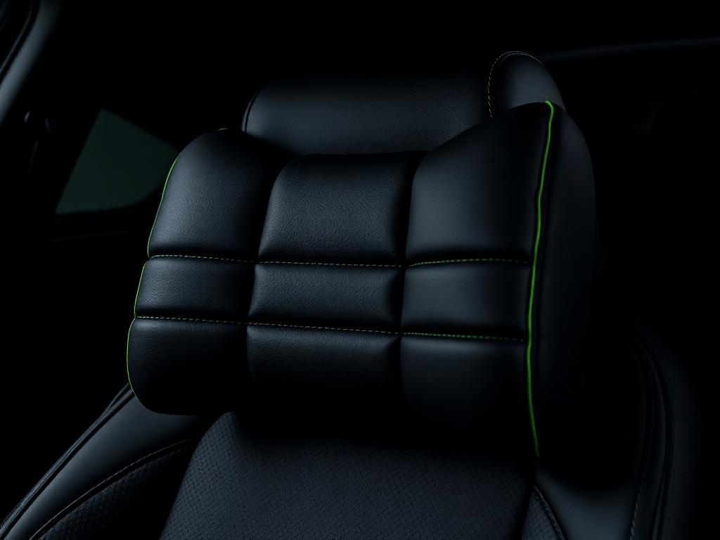 Quilted leather car headrest neck pillow